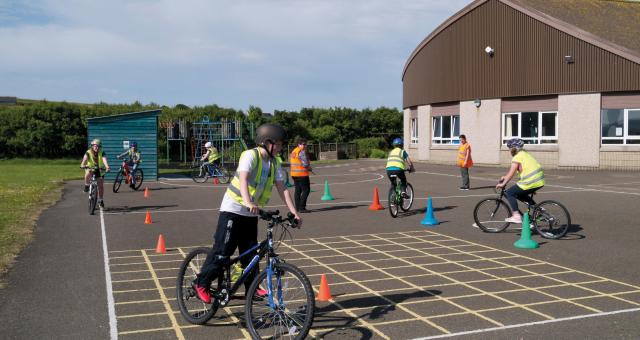 cycle skills session in school playground