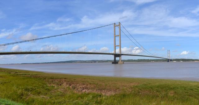 Suspension bridge across the Humber on a sunny day