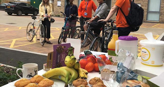 Last year's staff bike breakfast at NELFT