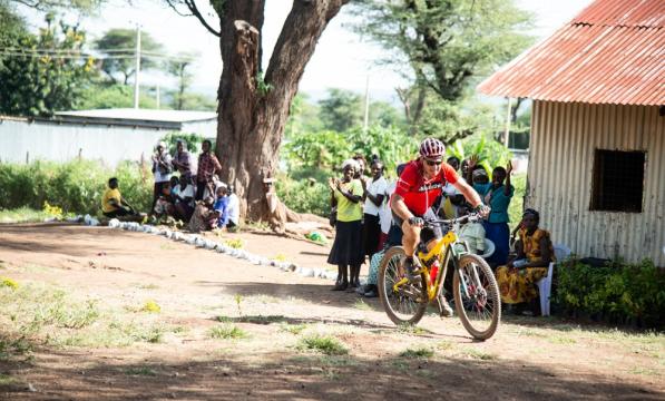 David cycling in Kenya