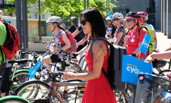 Sunglasses essential: a sunny ride marks the start of the Women's Festival of Cycling