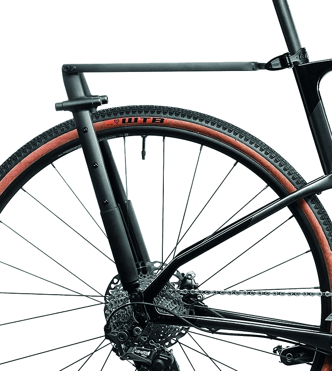 The panier rack of a bicycle attached to the back wheel