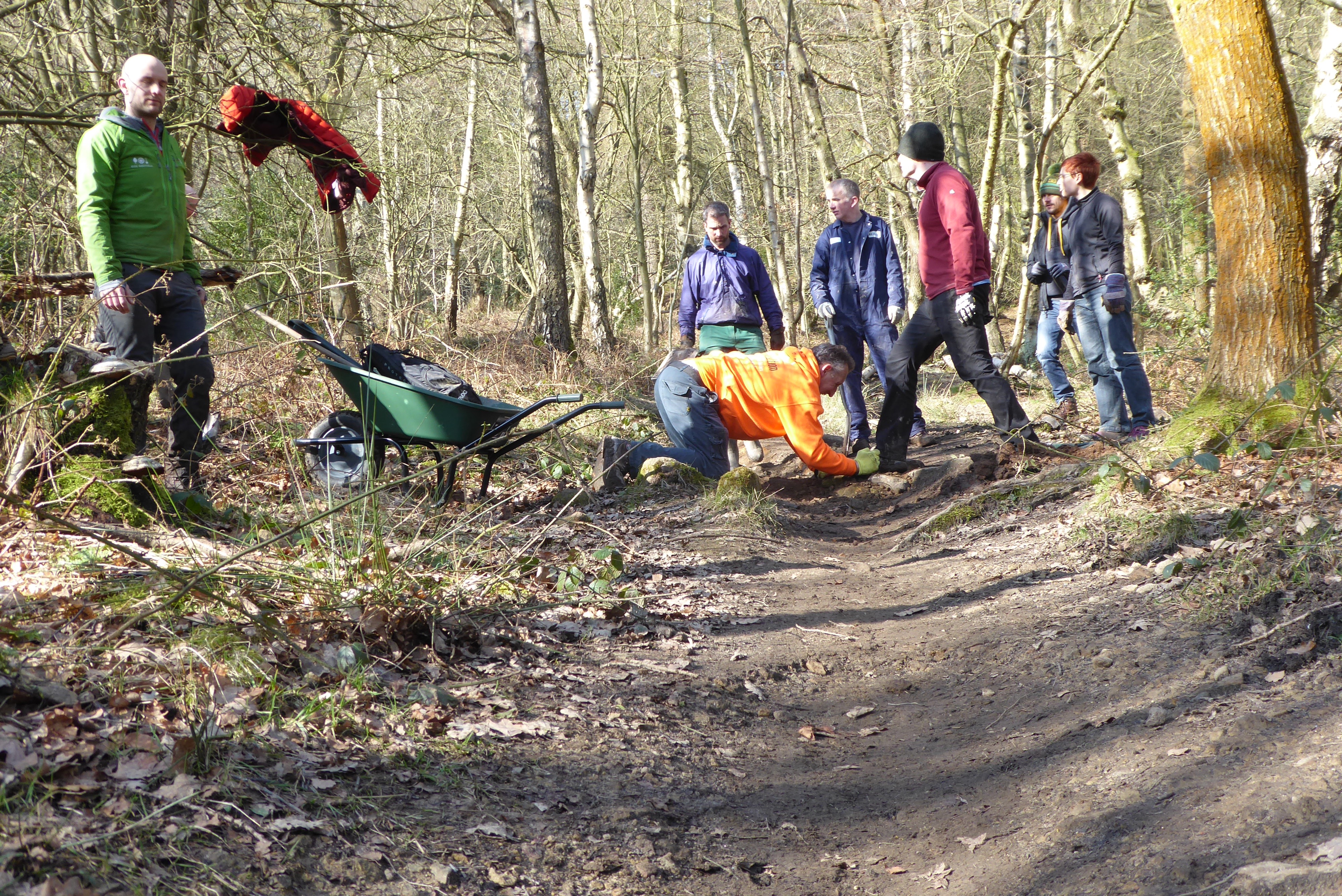 Volunteers taking part in trail building and maintenance Photo by John Horscroft
