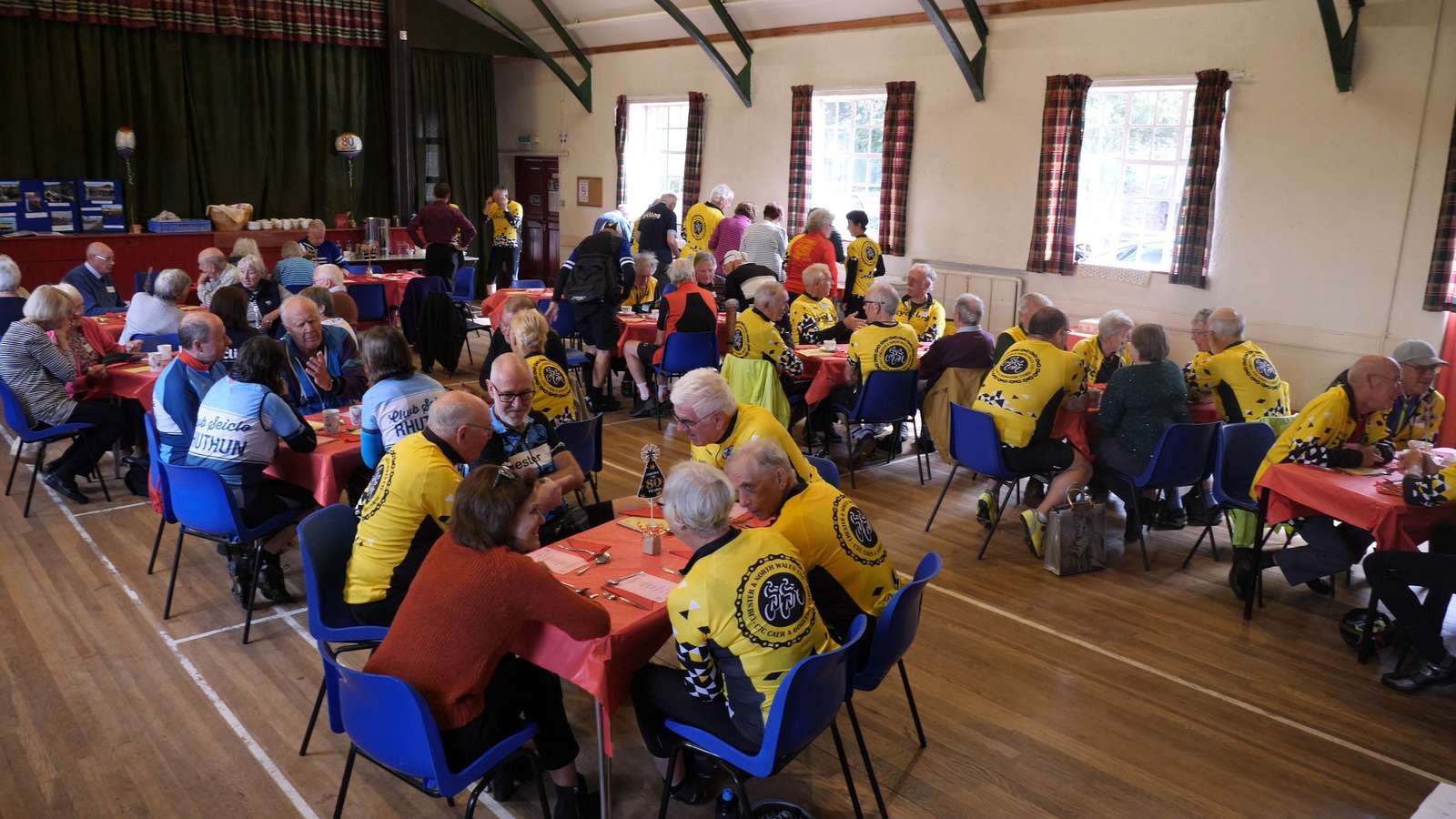Guests enjoying the celebration lunch Photo by Robby Spanring, Cycling UK