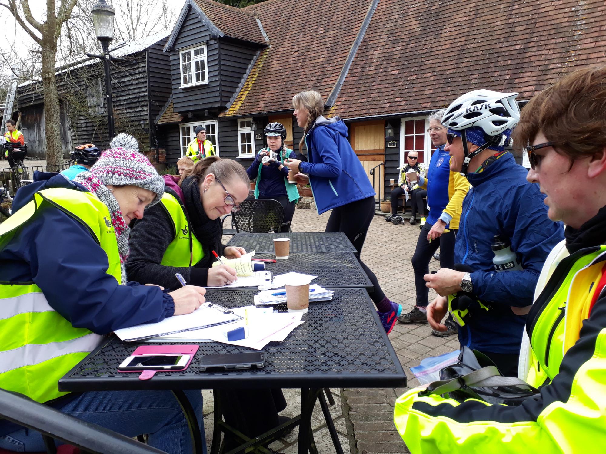 Some of the amazing volunteers checking riders in