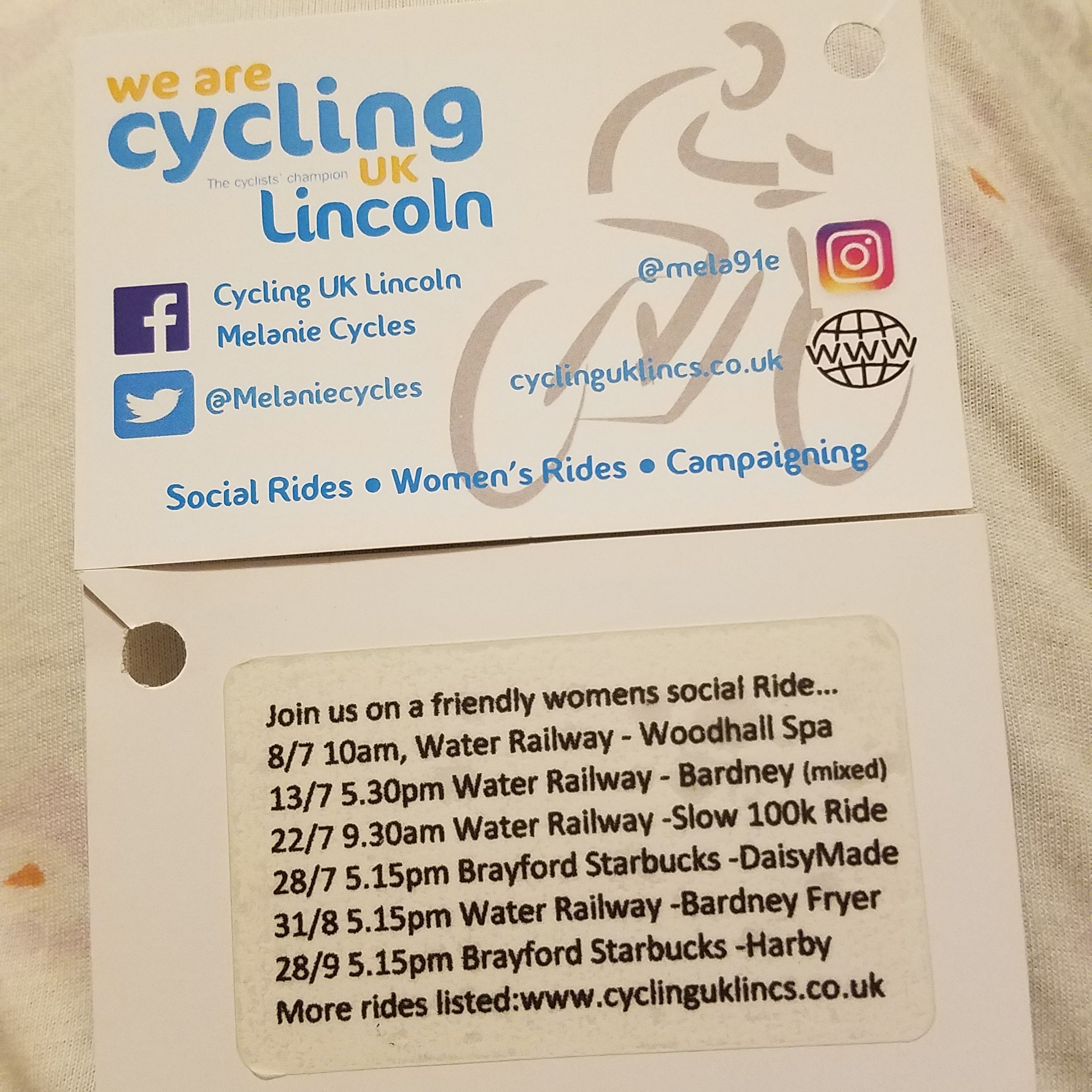Cycling UK Lincoln business card