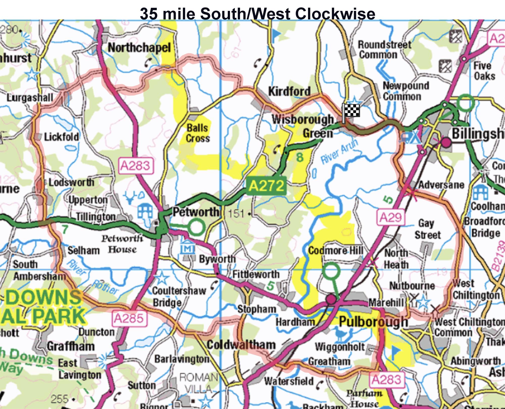 Clockwise South/West 38 mile route
