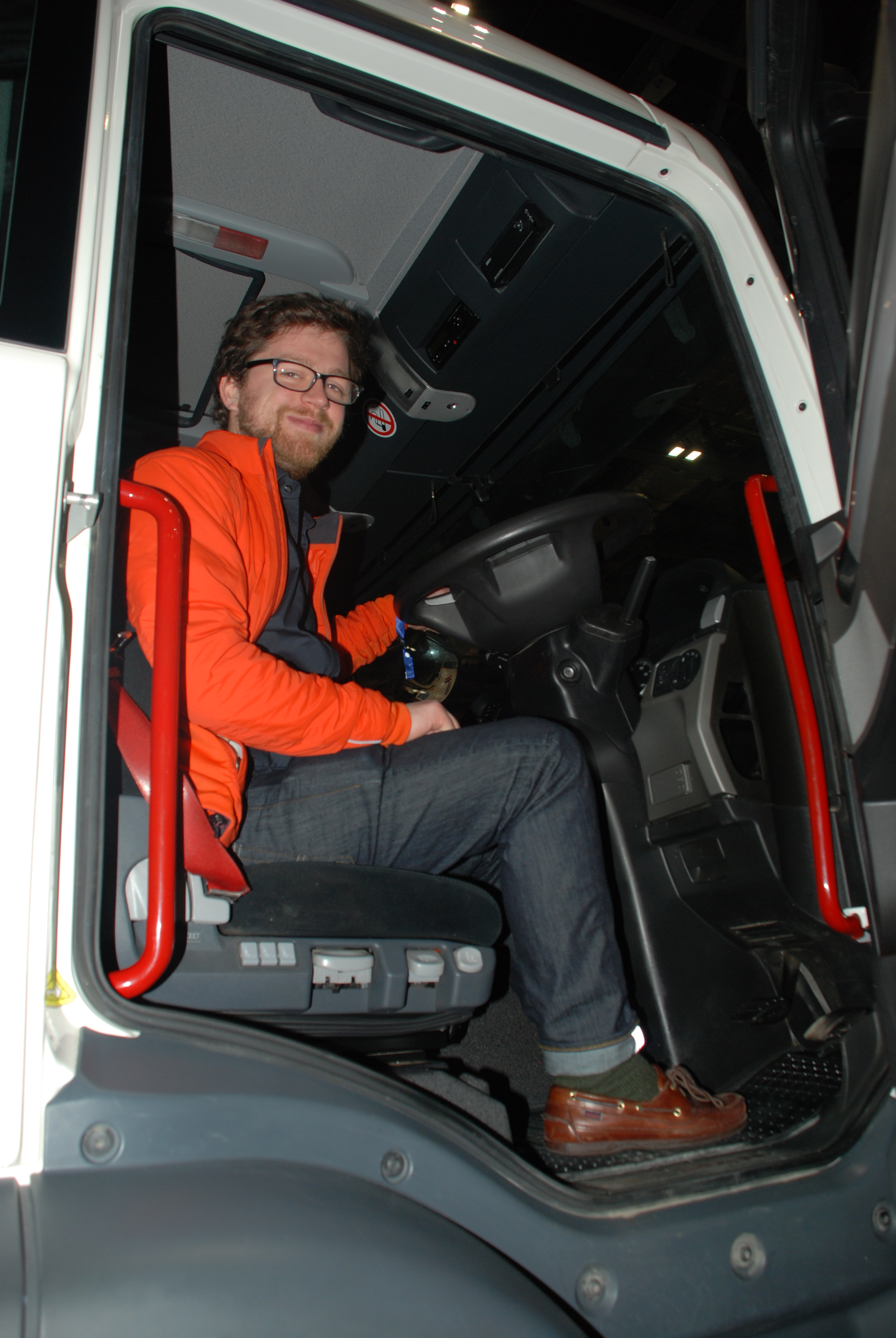 CTC Campaigner Sam Jones in a lorry looking at when drivers can't see cyclists.