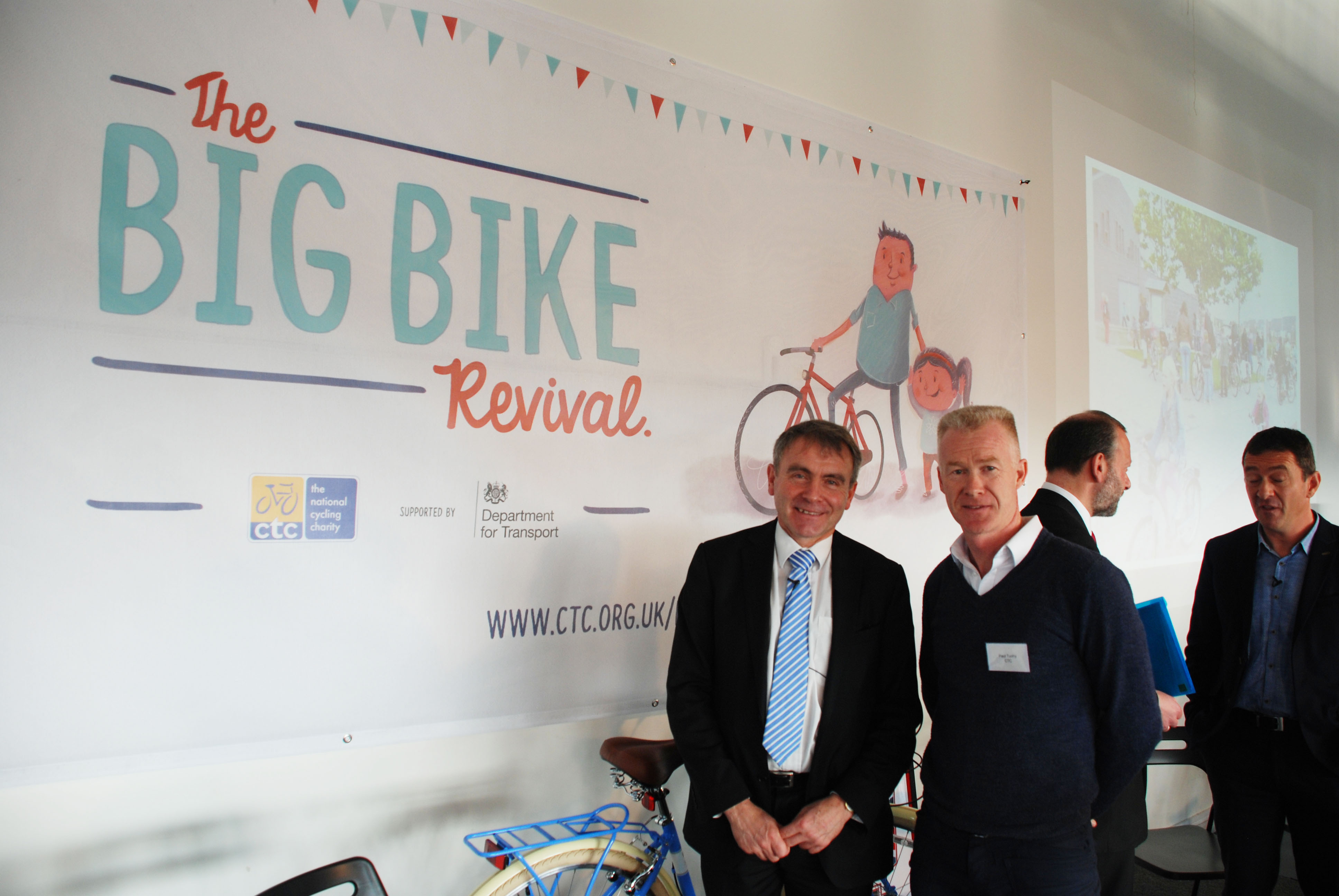 Cycling Minister Robert Goodwill and Paul Tuohy
