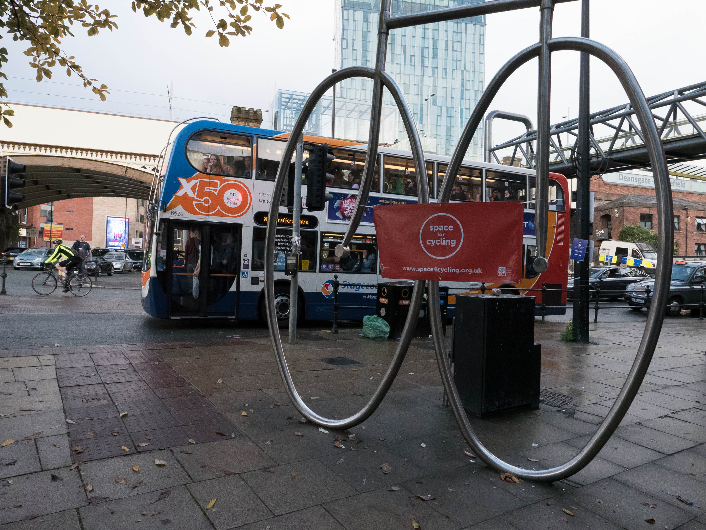 Cycle sculpture at Deansgate Station, Manchester