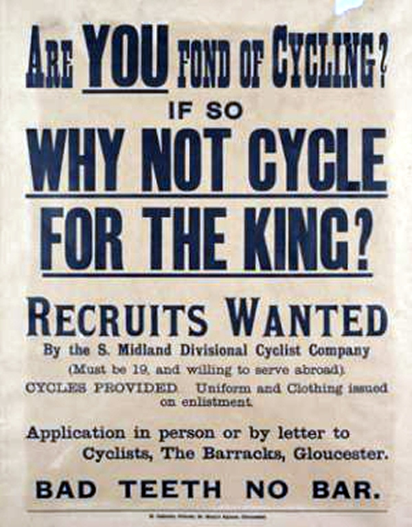 Are you fond of cycling? If so, why not cycle for the King? Recruits wanted