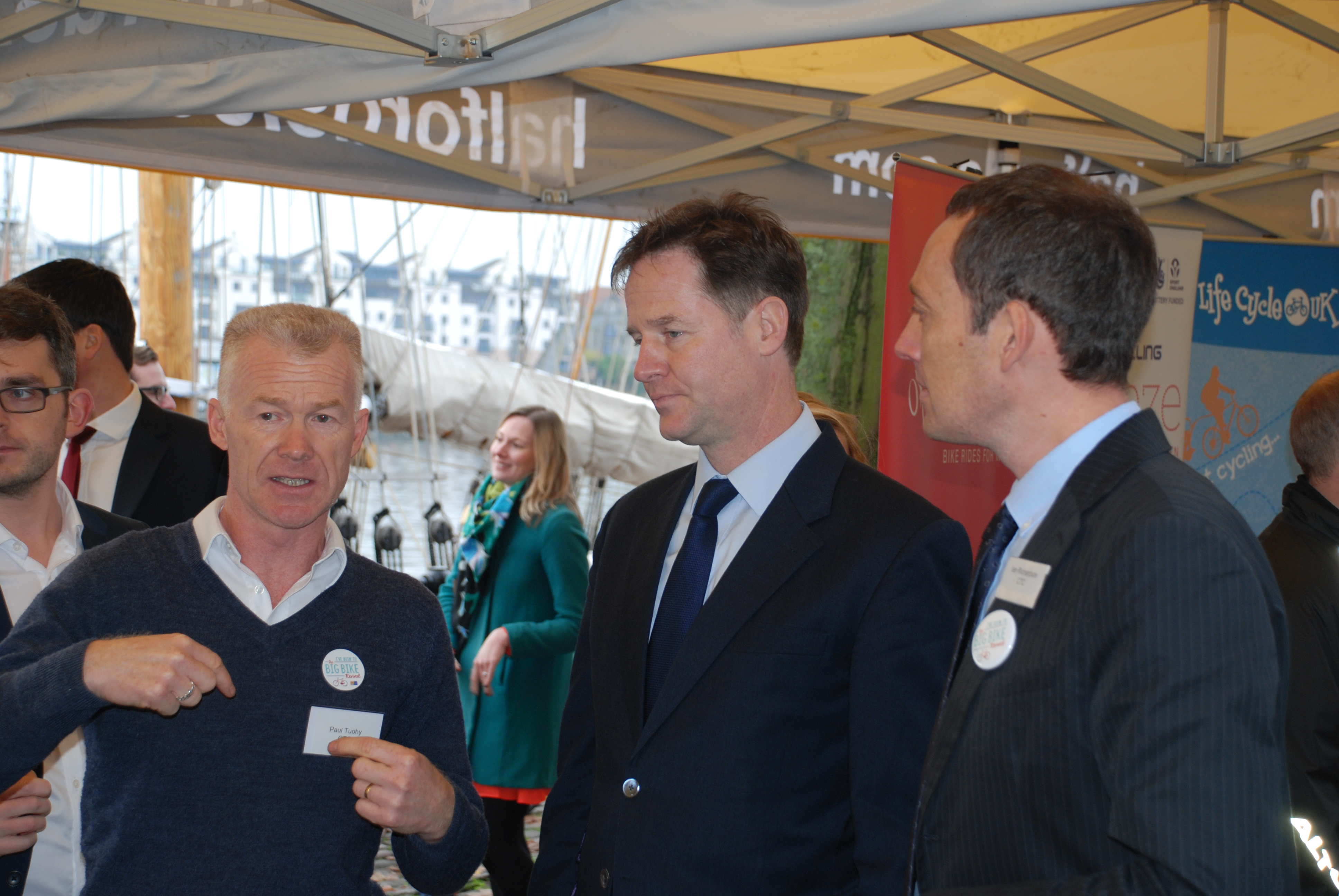 Paul Tuohy talking to Nick Clegg