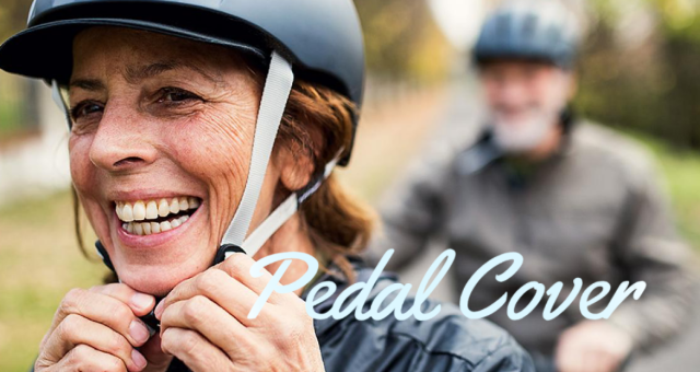 Female putting on a helmet