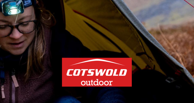 Cotswold Outdoor Logo with picture of man camping