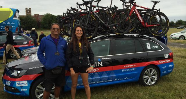 Dara Godivala and his daughter on the second day of the 2014 Tour de France, which started in York that year
