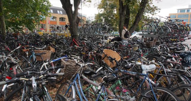 Hundreds of bikes at a cycle parking area in Cambridge