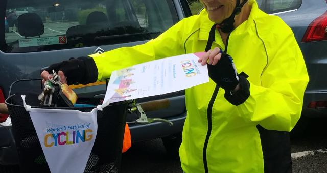 Sue Priestley and her Women's Festival certificate