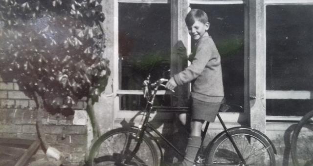 Josie Dew's father on his bike in 1939