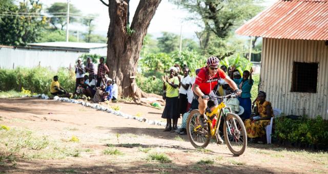 David cycling in Kenya
