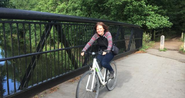 Cherry on her morning commute riding an ebike