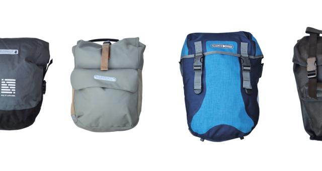 Four small panniers by (from left): Altura, Brooks, Ortlieb and Carradice