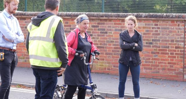 Volunteer instructor Sarah with the stuntwoman and flim crew