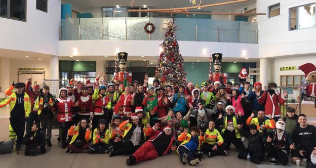 The Santa Cycle at the Alder Hey Christmas tree