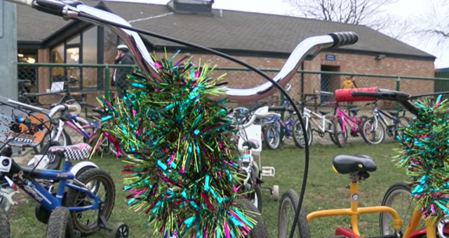 Bikes covered in tinsel