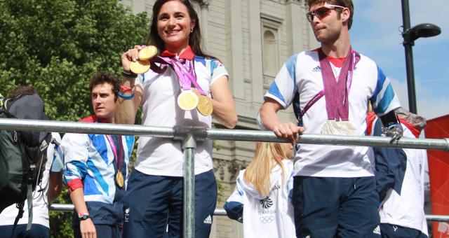 Dame Sarah Storey with her Olympic Gold Medal from London 2012 Olympics