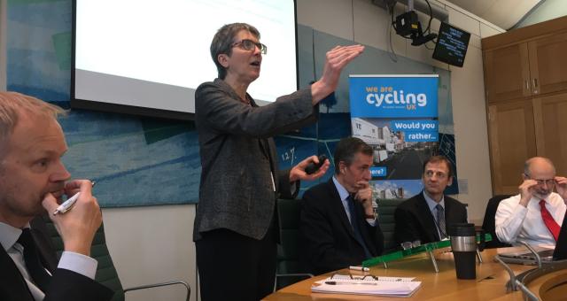 Lynn Sloman (Transport for Quality of Life) present the evidence of cost-effective cycling measures