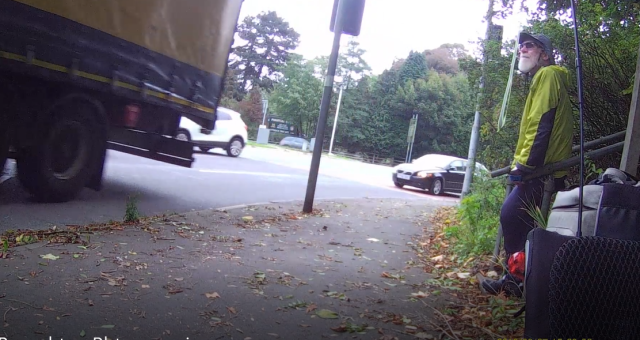 Campaigner Matt Hodges at a dangerous roundabout