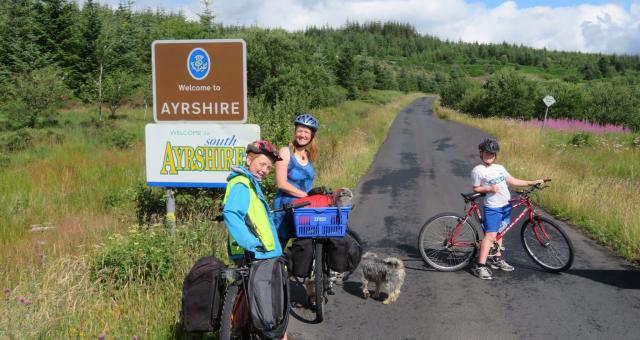 Robin Alderslowe and his family cycling in Ayrshire