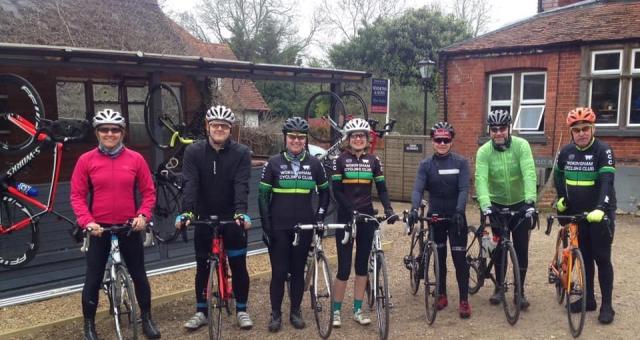 Members of Wokingham Cycle Club at the Velolife cafe