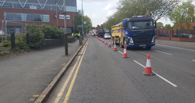 A temporary cycle lane in Leicester - could Belfast follow suit?