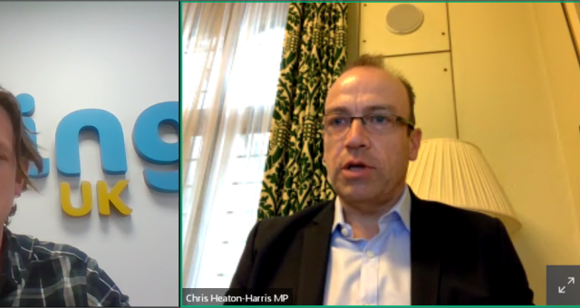 Cycling Minister Chris Heaton-Harris addresses Cycling UKs webinar on &quot;Building new habits for a heathier Britain&quot;