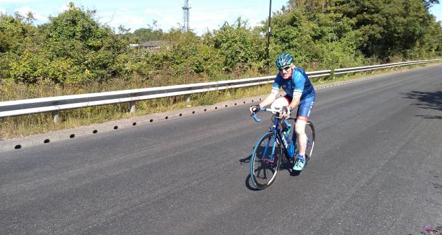 Alan Davy riding his bike.  Photo by Alex Cuppleditch