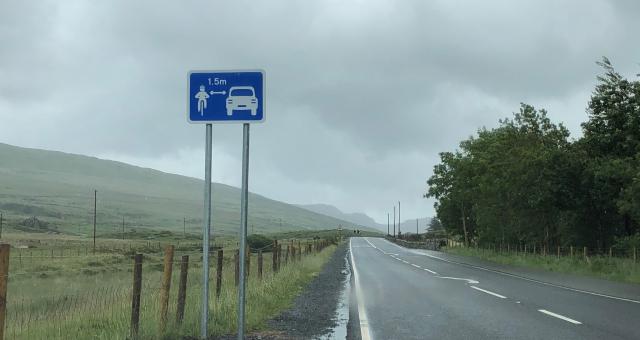 The new sign in Snowdonia instructing drivers to leave 1.5m when passing cyclists