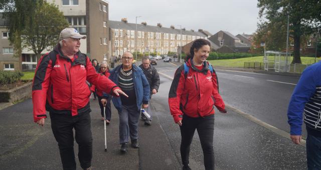 A group of participants and volunteers on a Health Walk in Inverclyde