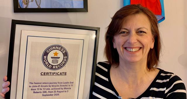 Marcia with her Guinness World Record certificate