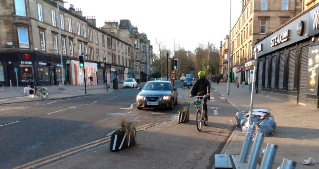 Cyclist on the South City Way in Glasgow