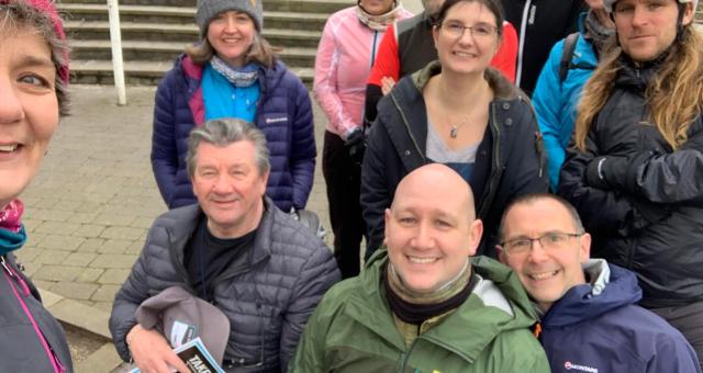 Danny Partridge and an informal gathering of potential cycle campaigners in Caerphilly