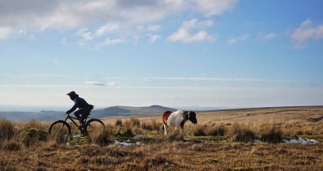 Mountain biking across Dartmoor from Princetown