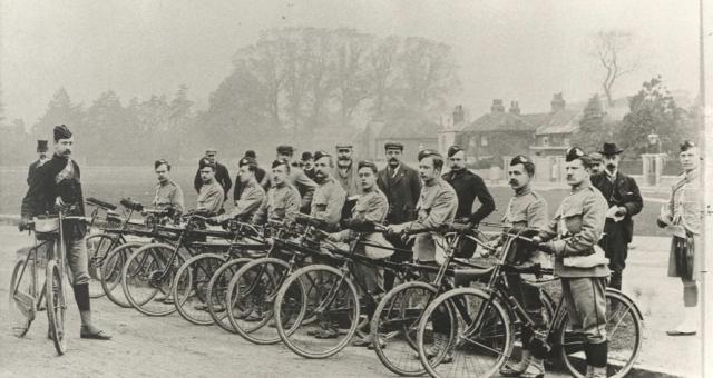 Members of a First World War cyclist battalion before being sent to the Western Front