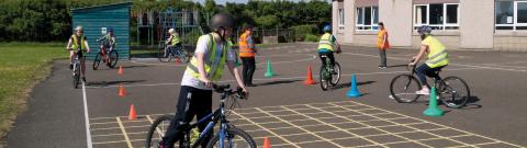 cycle skills session in school playground