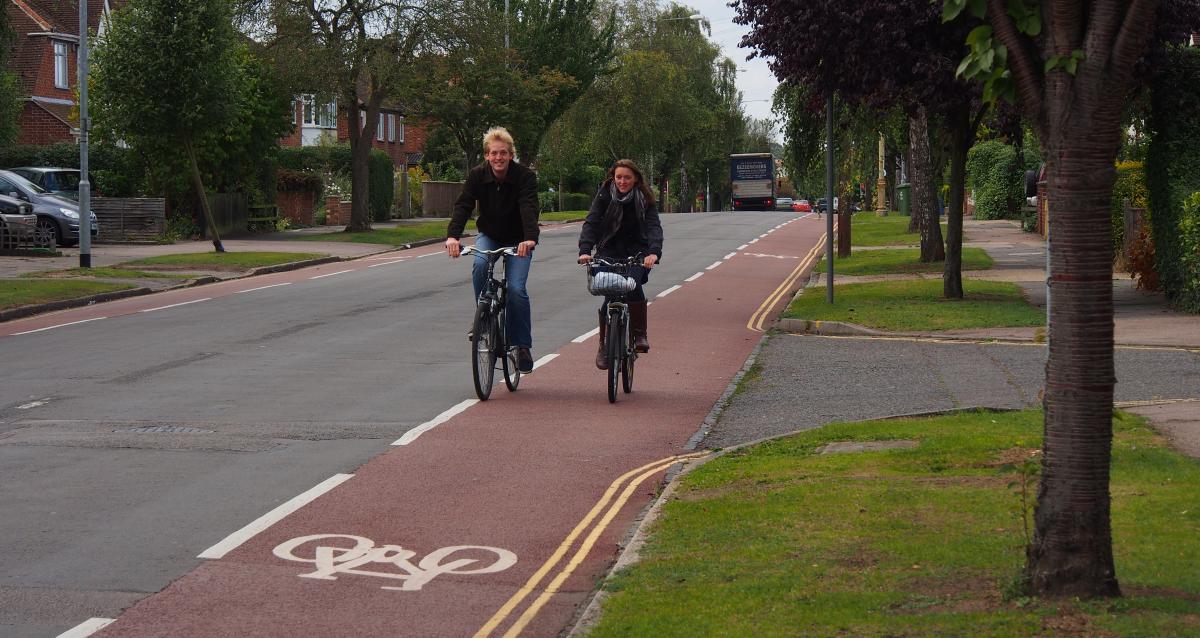 A cycle lane with a solid white sales line