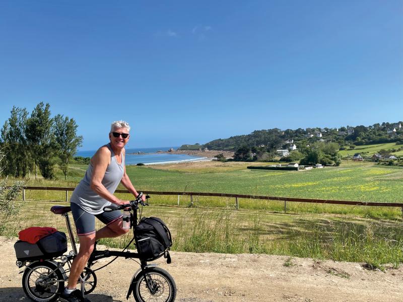 Celia on her bike north of Saint-Samson