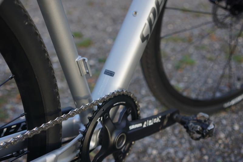 A close-up of the Specialized's chainring