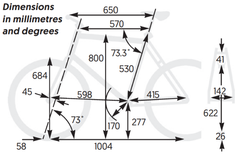 Ribble Endurance SL Disc dimensions in millimetres and degrees