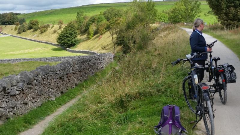 Cathie with the ebikes on the High Peak Trial