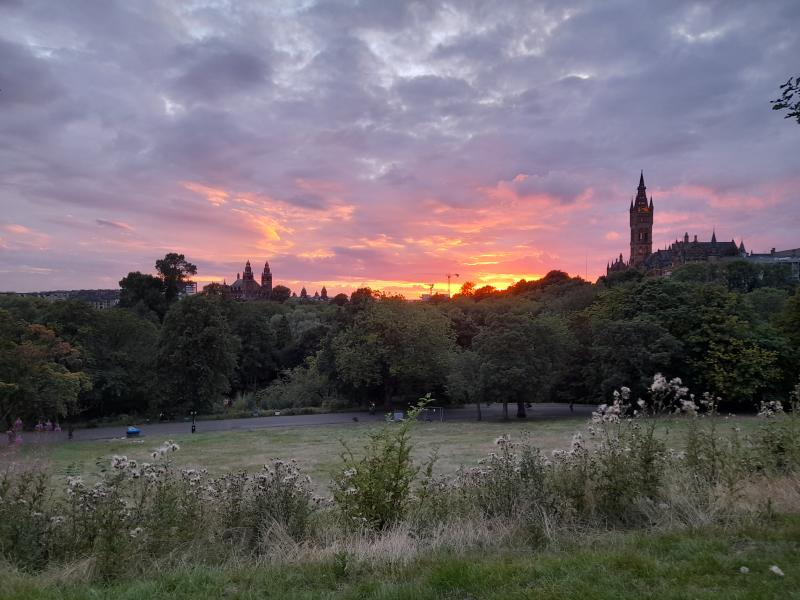 A country park at sunset